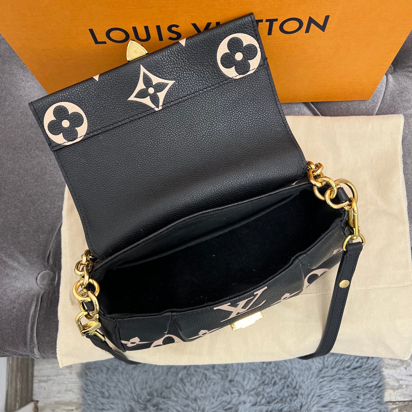 Louis Vuitton Favorite Monogram Empreinte Leather Black with Box & Dust Bag