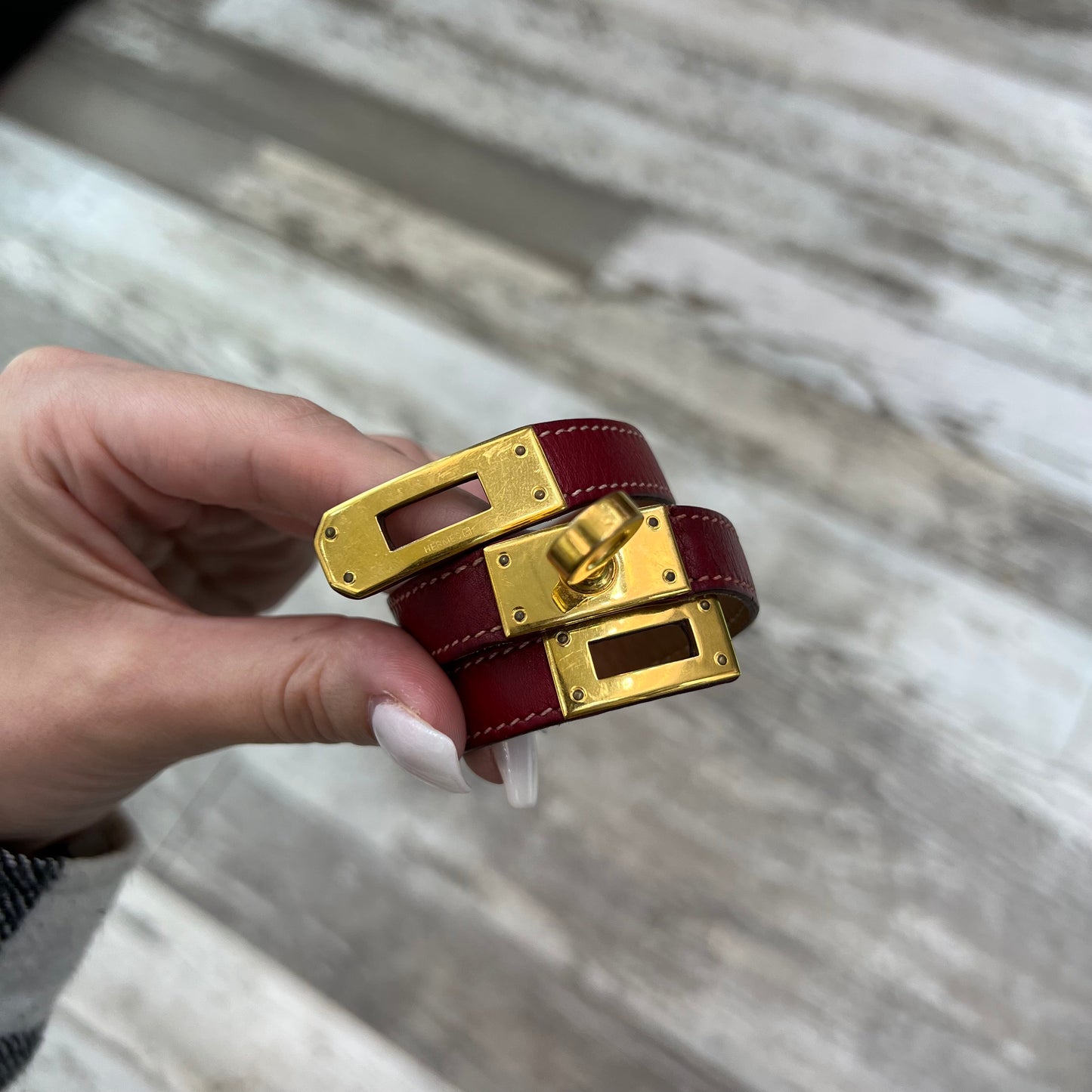 Hermes Kelly Double Tour Leather Bracelet