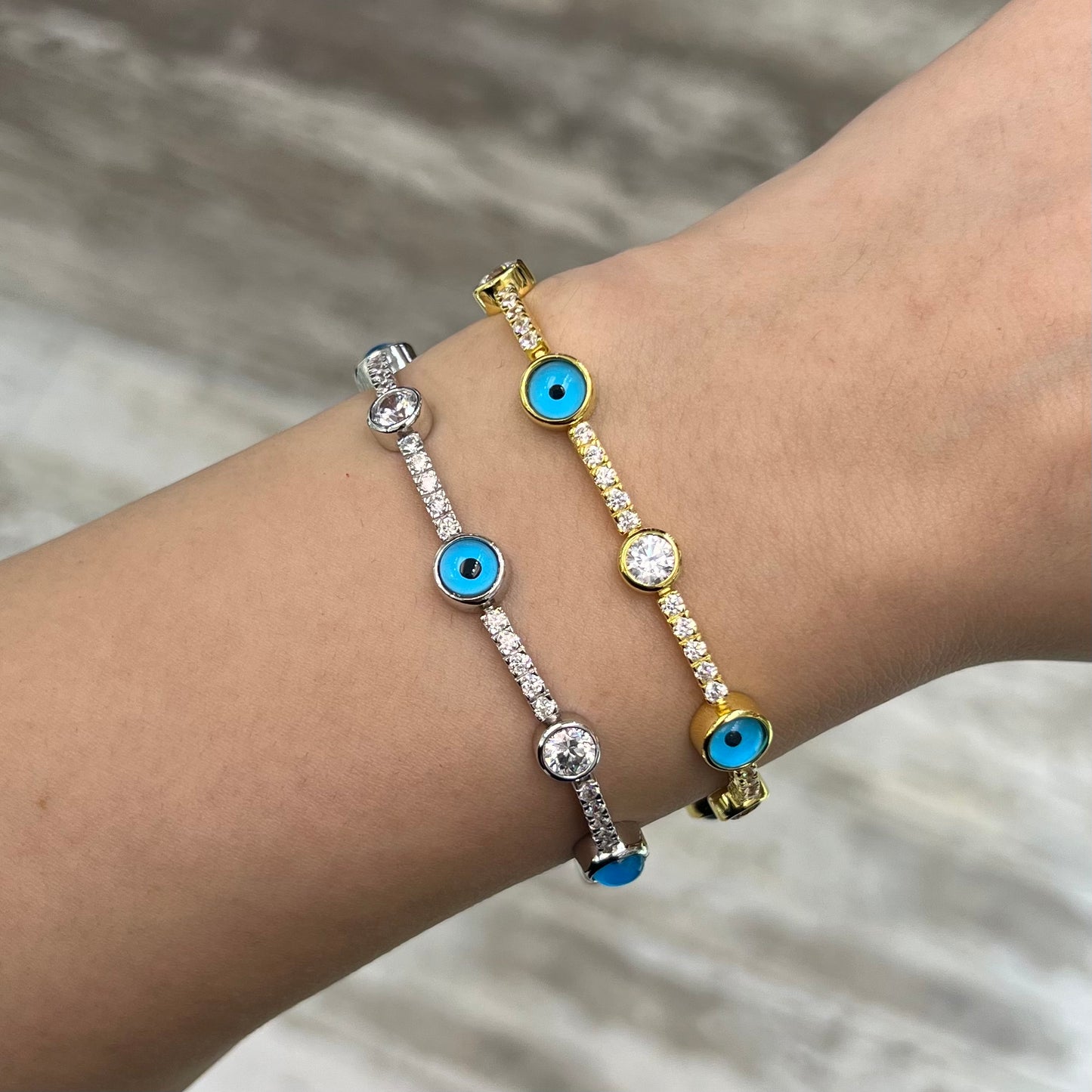 Sterling Silver / Gold Plated Evil Eye Bracelet