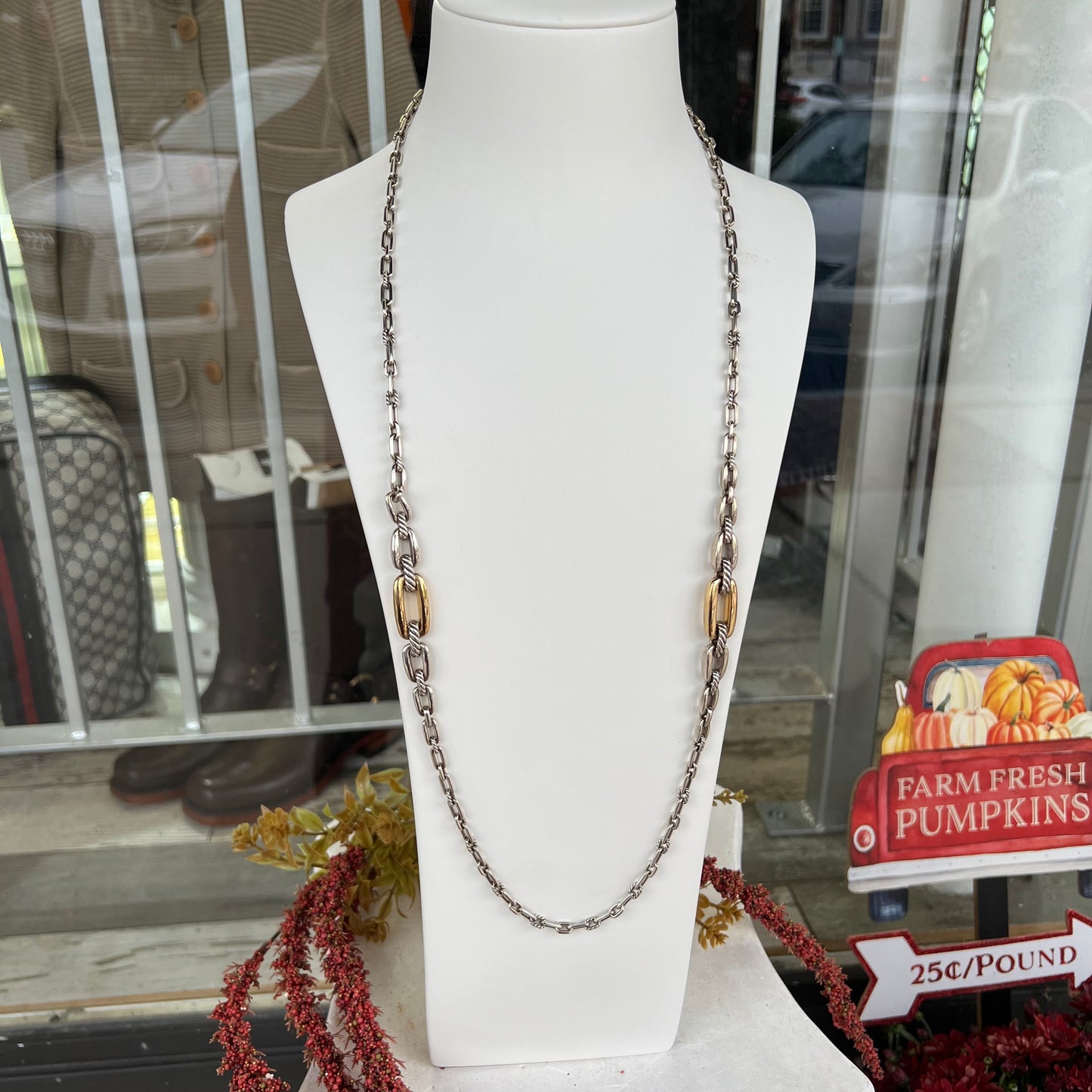 David Yurman Wellesley Chain Link Necklace with 18k Gold