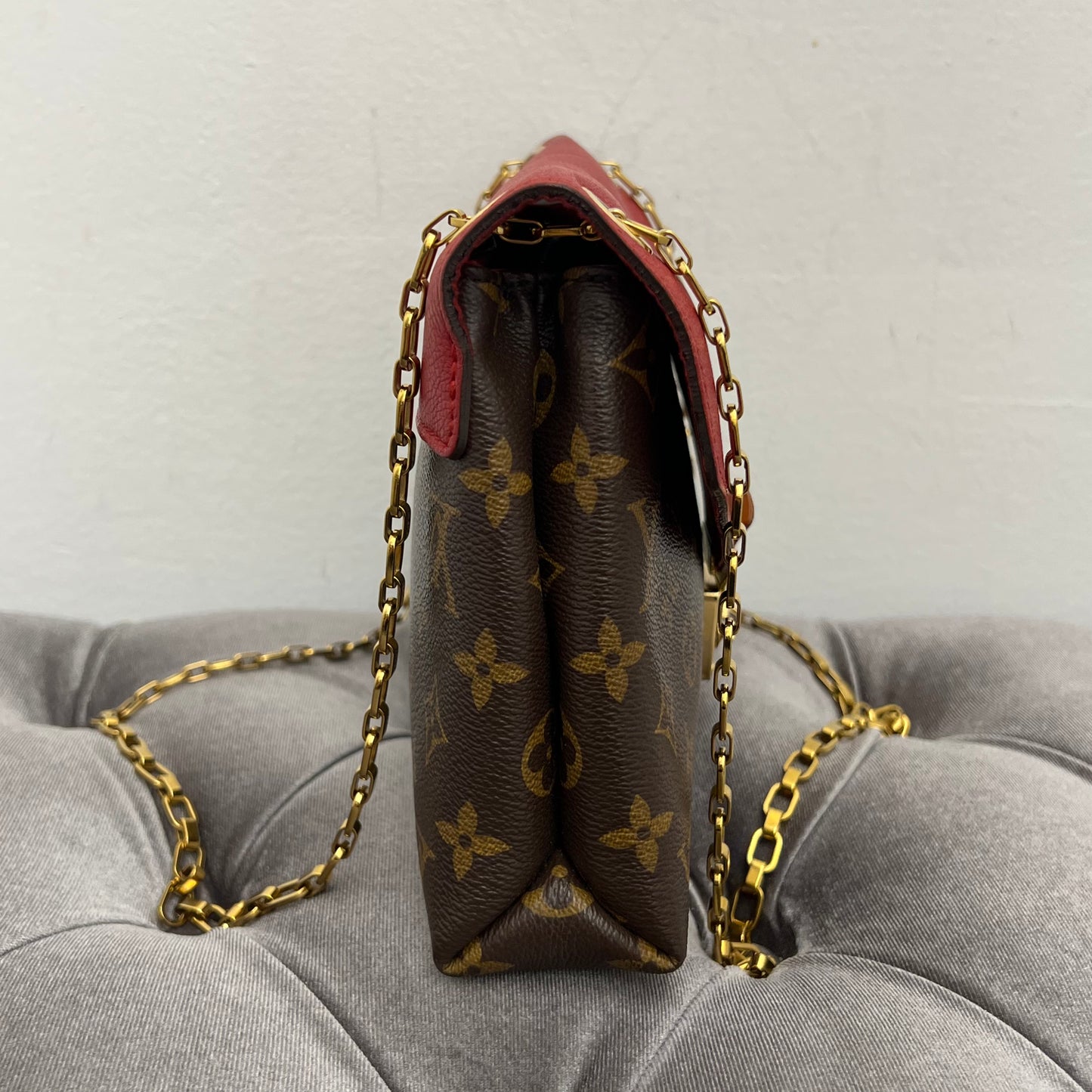 Louis Vuitton Pallas Chain Shoulder Bag Monogram Red