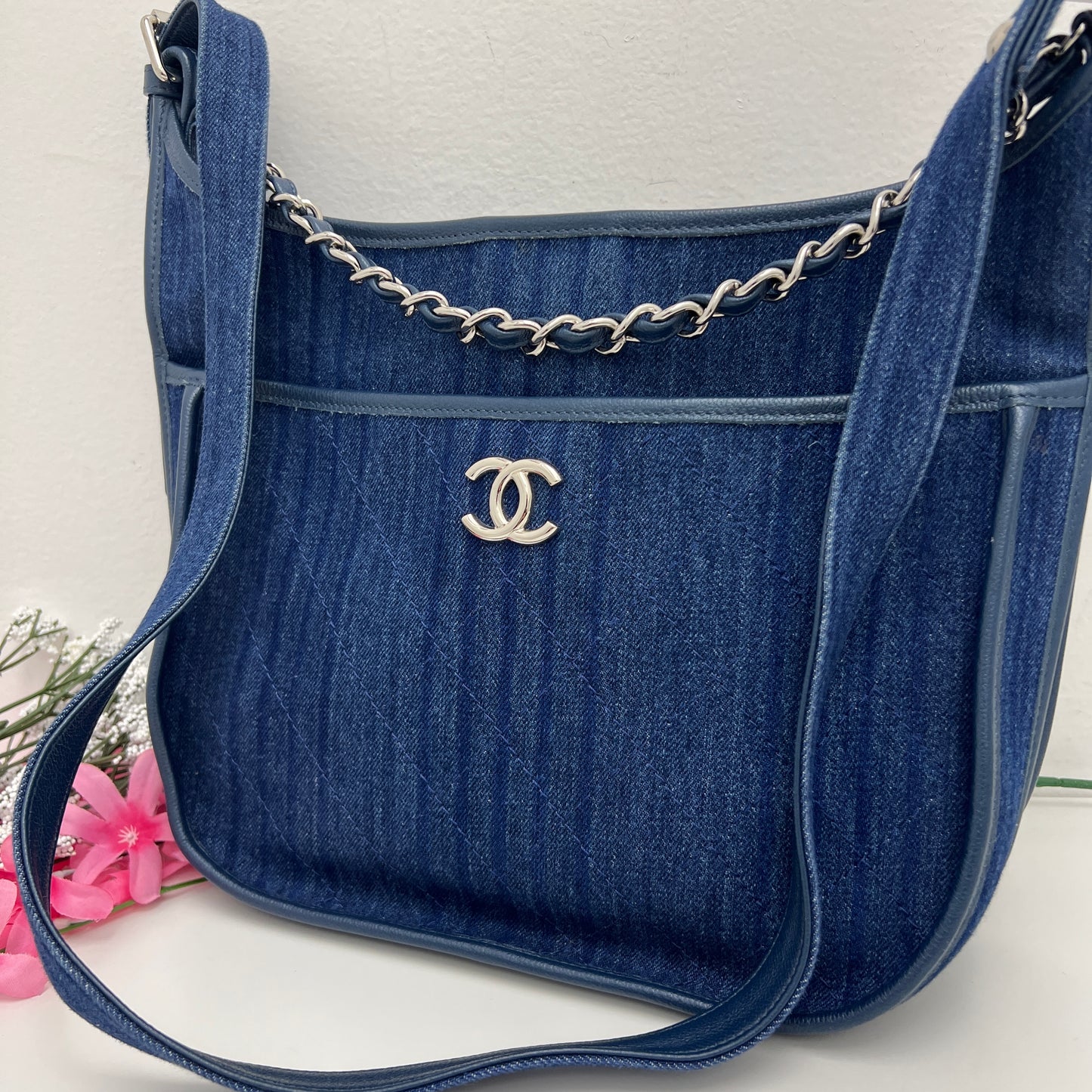 Chanel Quilted Denim Medium Jungle Stroll Crossbody Bag