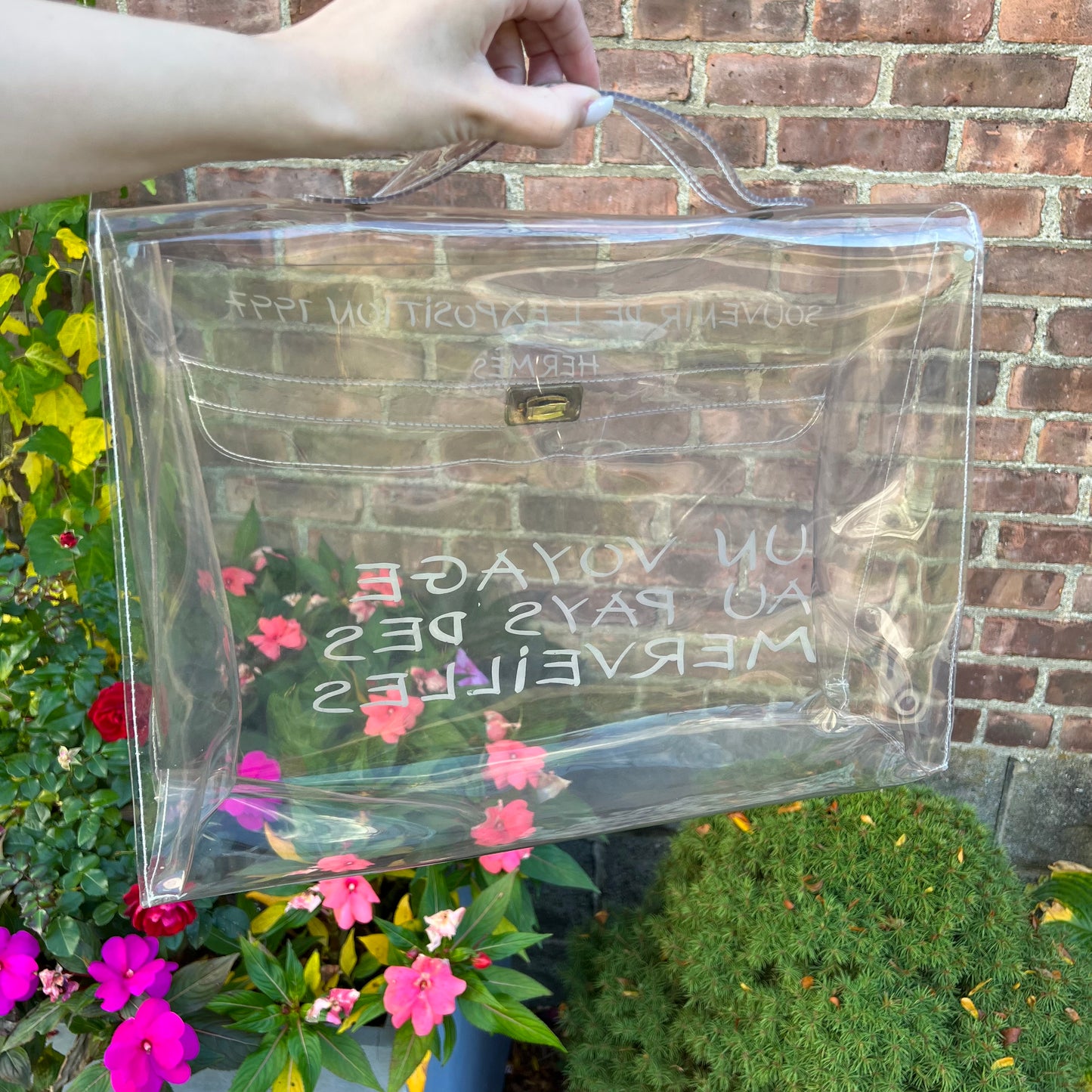 Hermes Clear Vinyl "Souvenir De L'Exposition" Kelly Bag