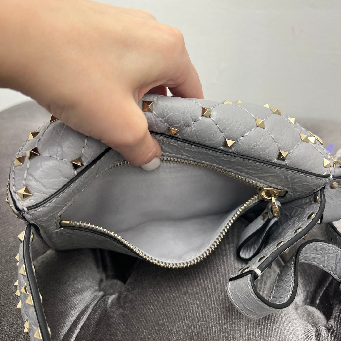 Valentino Garavani Stud Belt Bag, Grey