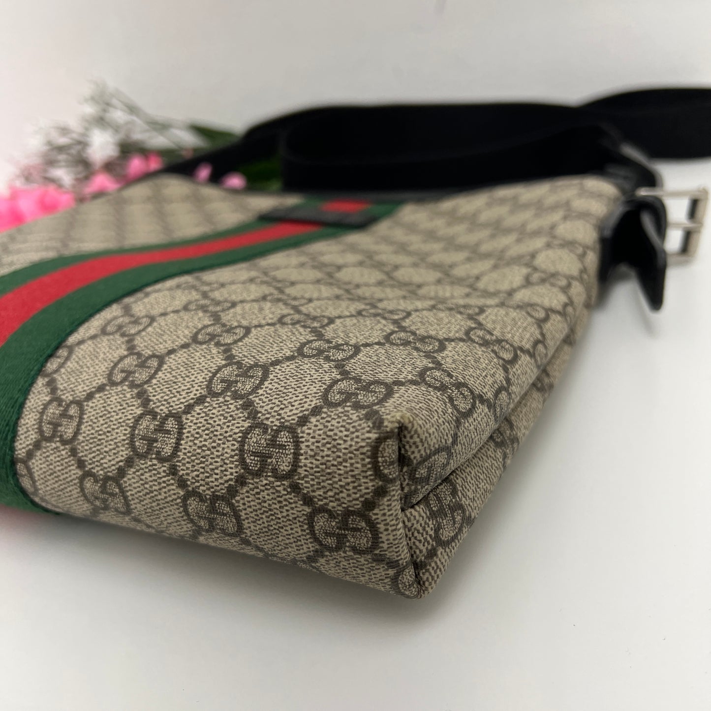 Gucci GG Supreme Web Messenger Crossbody Bag