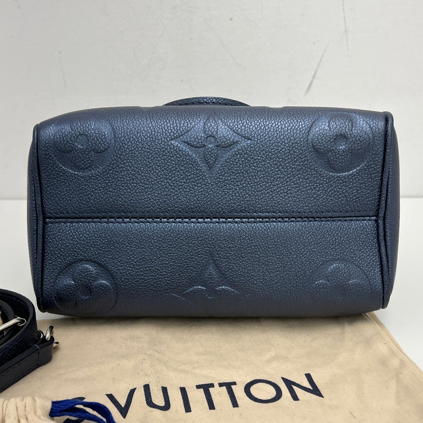 Louis Vuitton Metallic Empreinte Monogram Giant Speedy Bandouliere 20 Navy Nacre