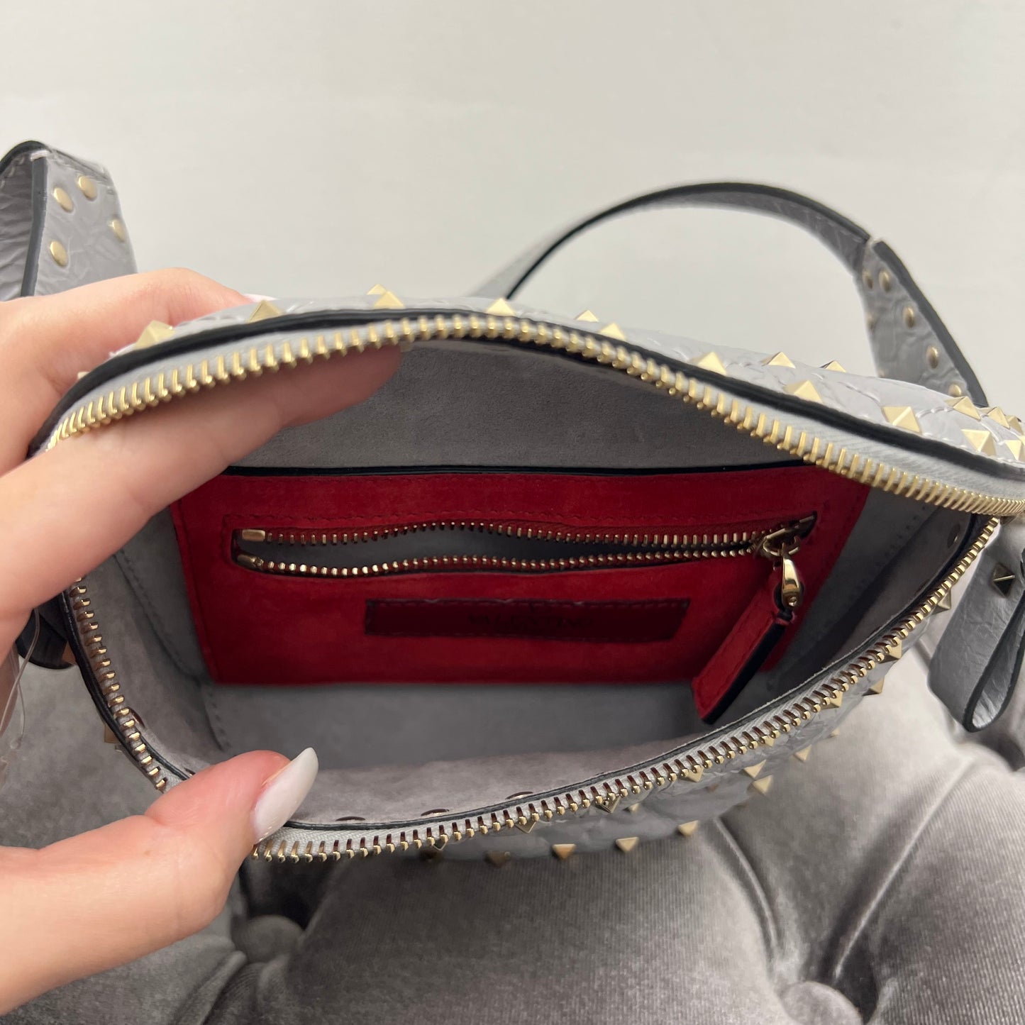 Valentino Garavani Stud Belt Bag, Grey