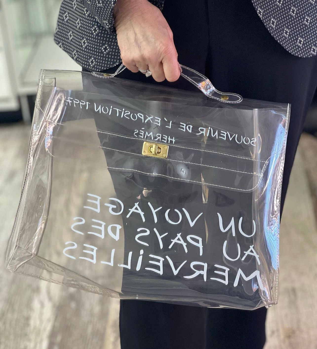 Hermes Clear Vinyl "Souvenir De L'Exposition" Kelly Bag