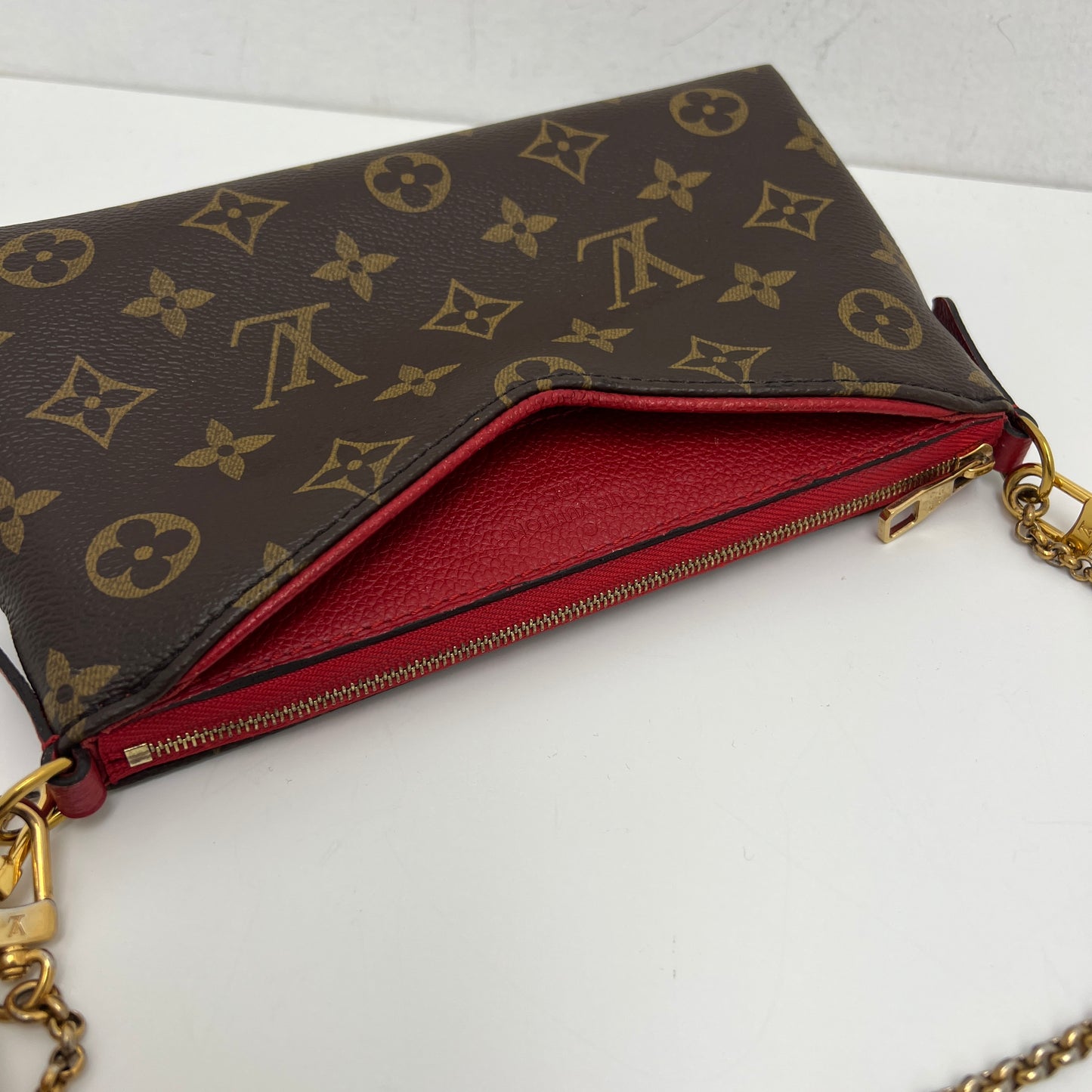 Louis Vuitton Pallas Crossbody, Monogram, Red