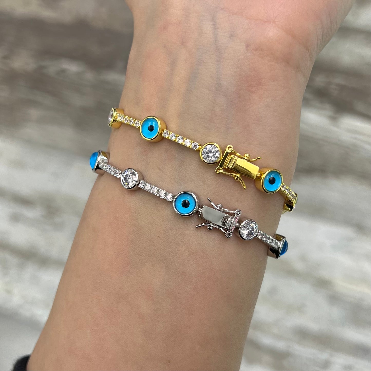 Sterling Silver / Gold Plated Evil Eye Bracelet