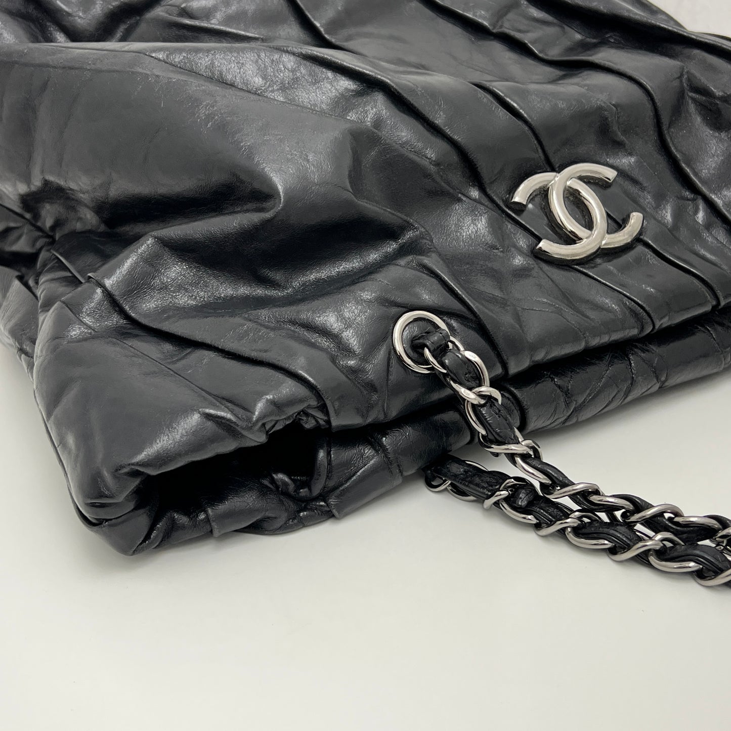 Chanel Twisted Tote Black Silver