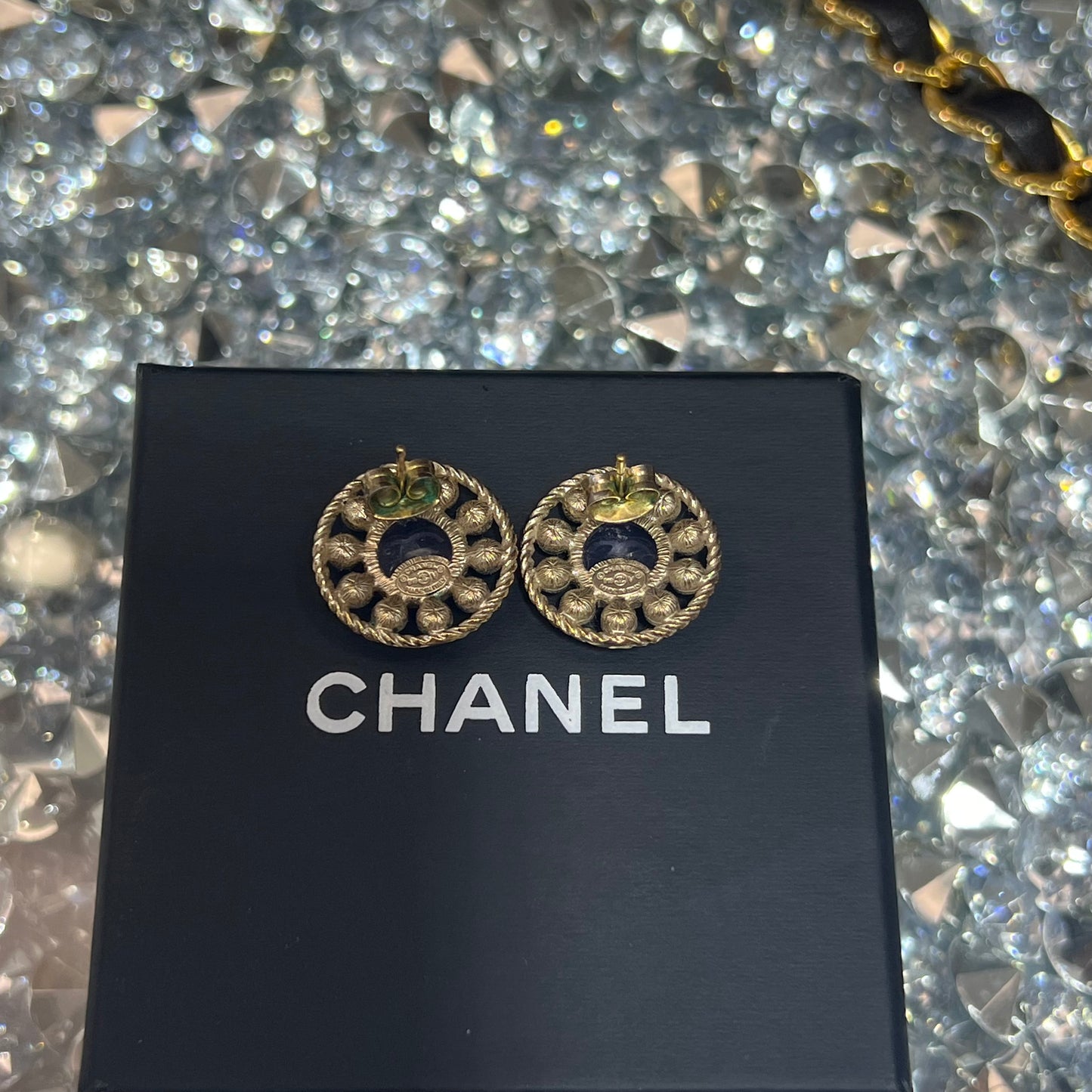 Chanel CC Round Vintage Earrings with Box