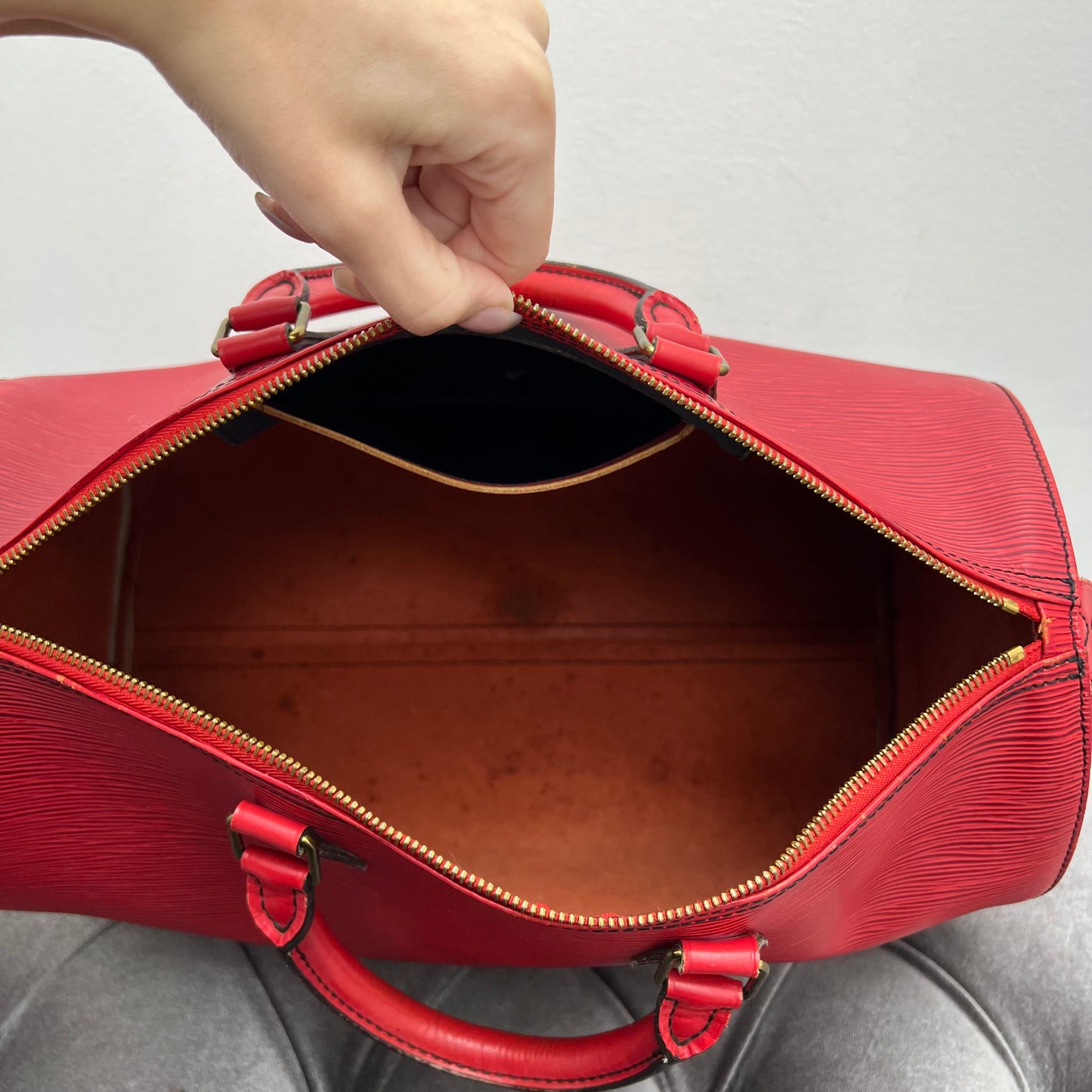 Louis Vuitton Red Epi Leather Speedy 35