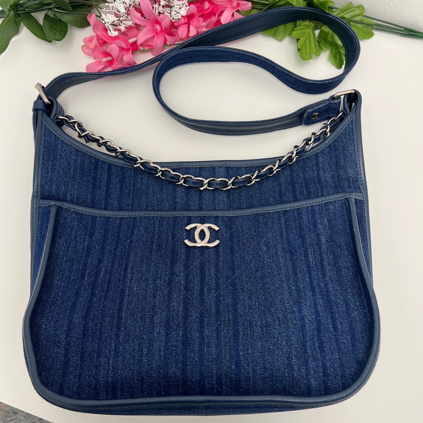 Chanel Quilted Denim Medium Jungle Stroll Crossbody Bag