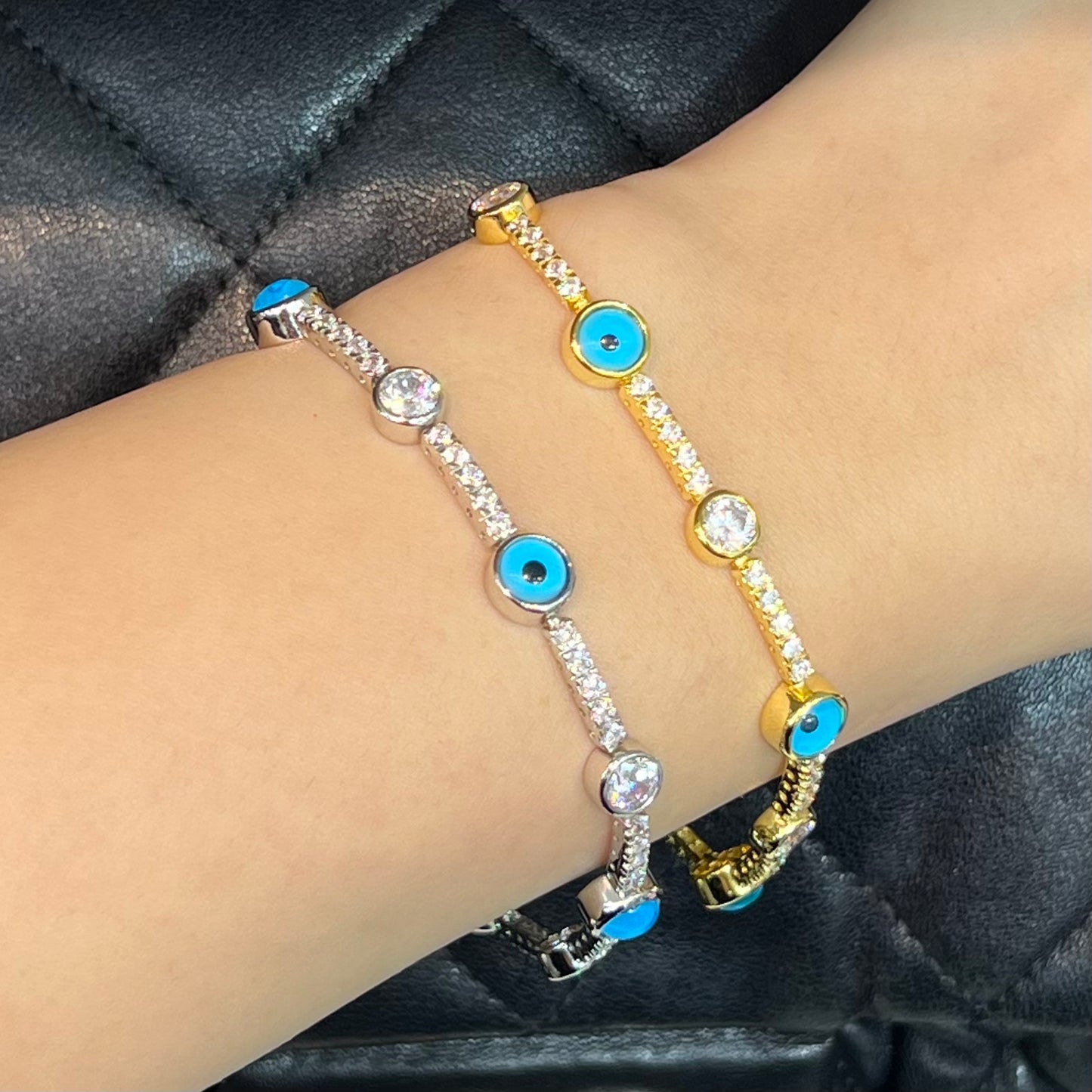 Sterling Silver / Gold Plated Evil Eye Bracelet