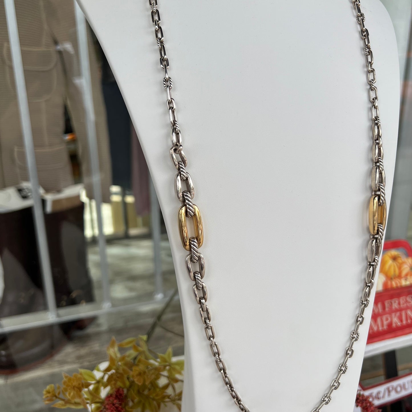 David Yurman Wellesley Chain Link Necklace with 18k Gold