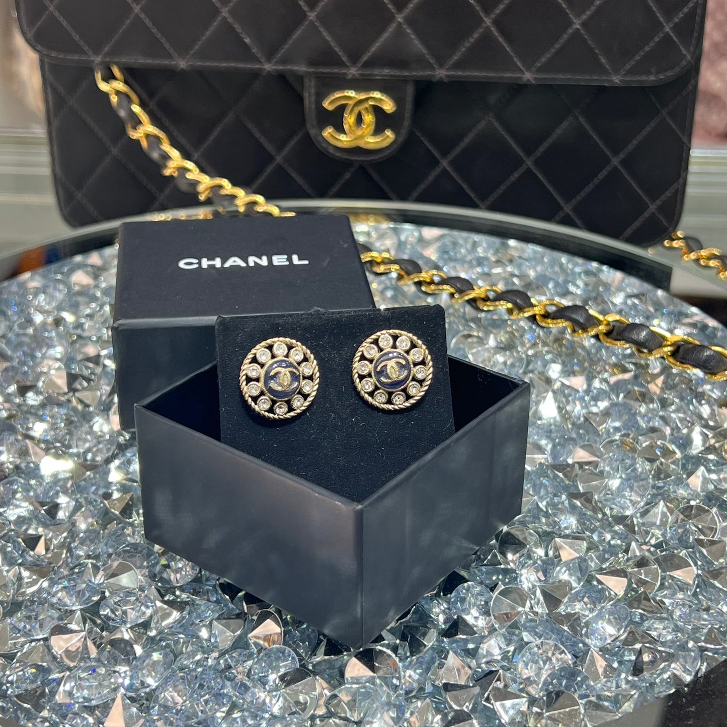 Chanel CC Round Vintage Earrings with Box