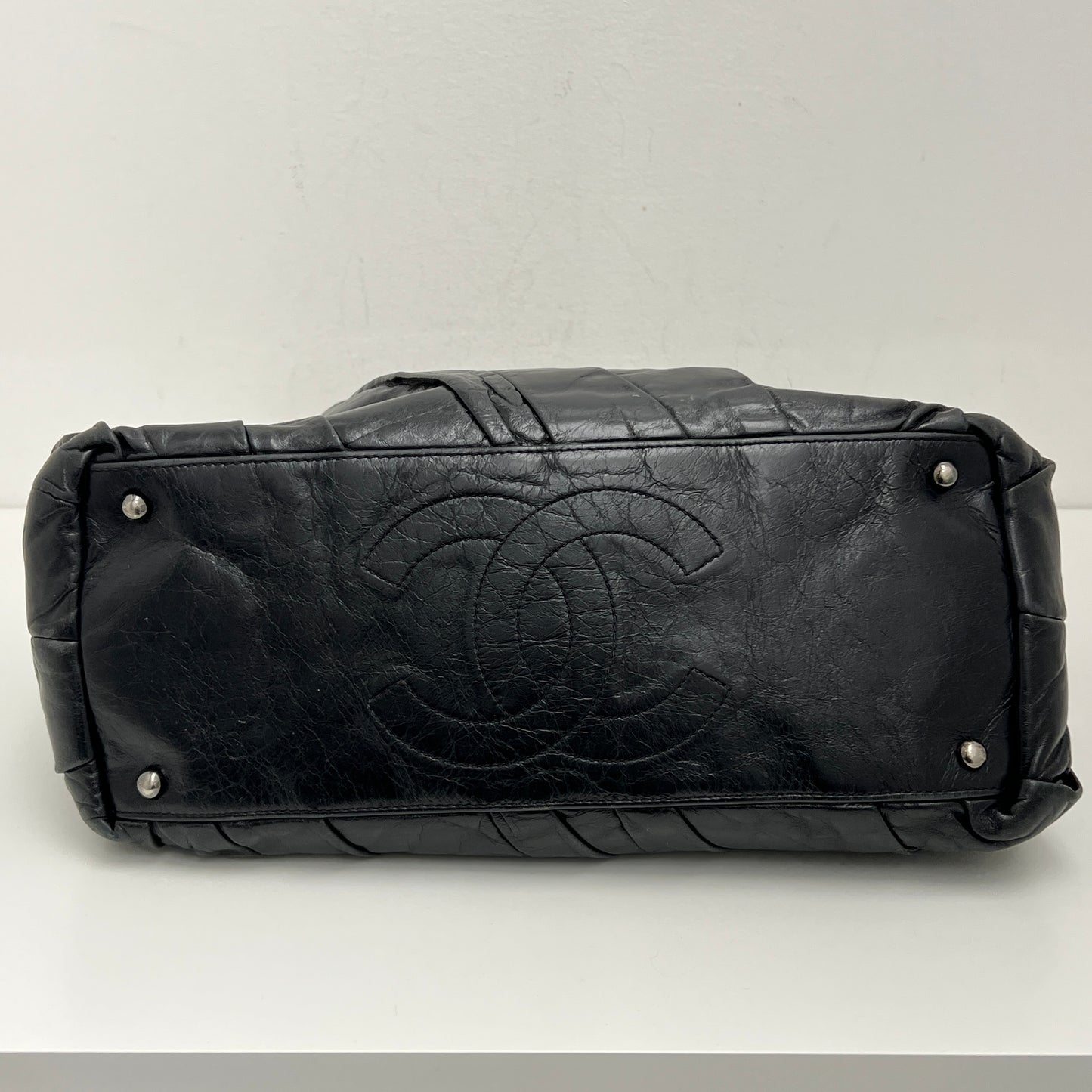 Chanel Twisted Tote Black Silver