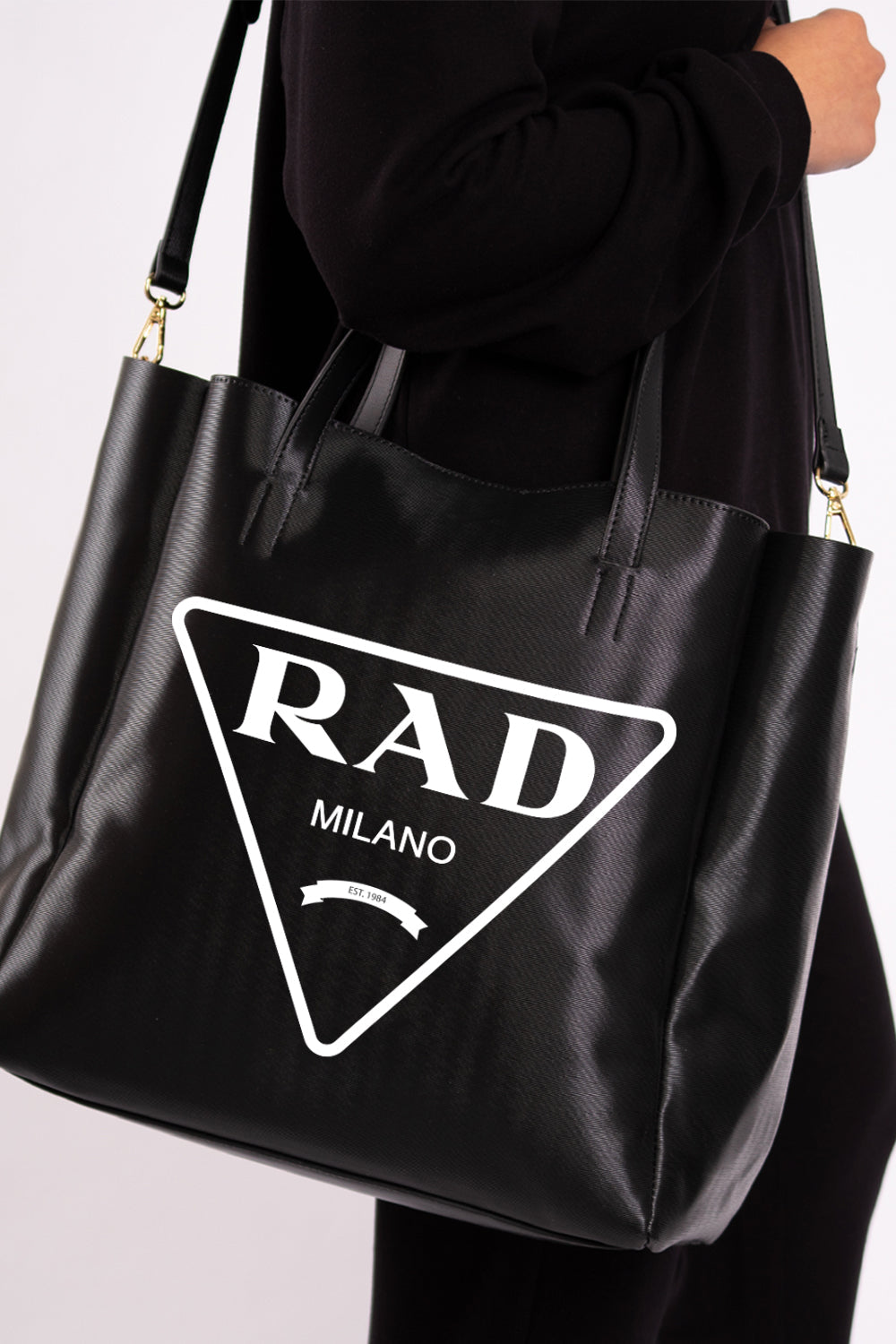 Vegan Leather Fashion Tote with Removable Pouch & Removable Crossbody Strap