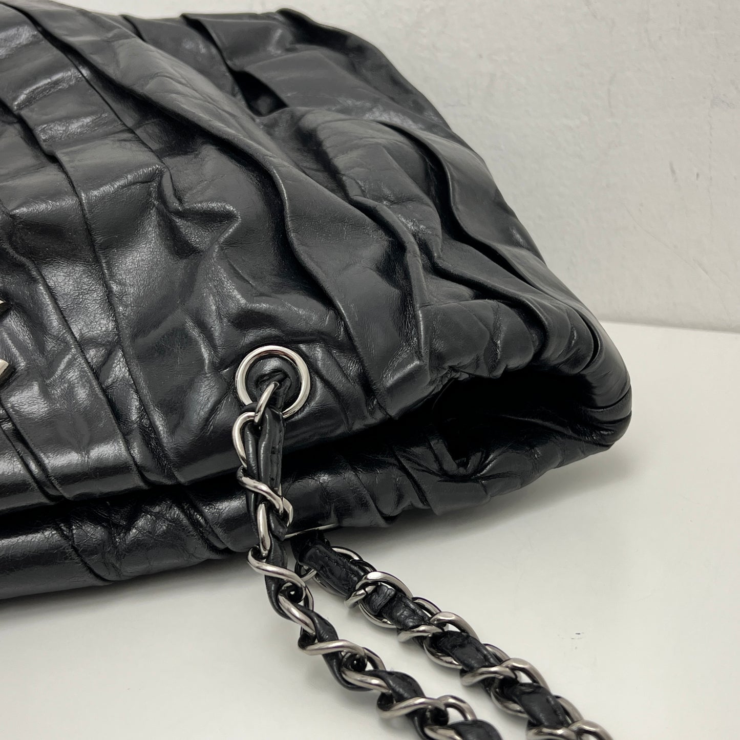 Chanel Twisted Tote Black Silver