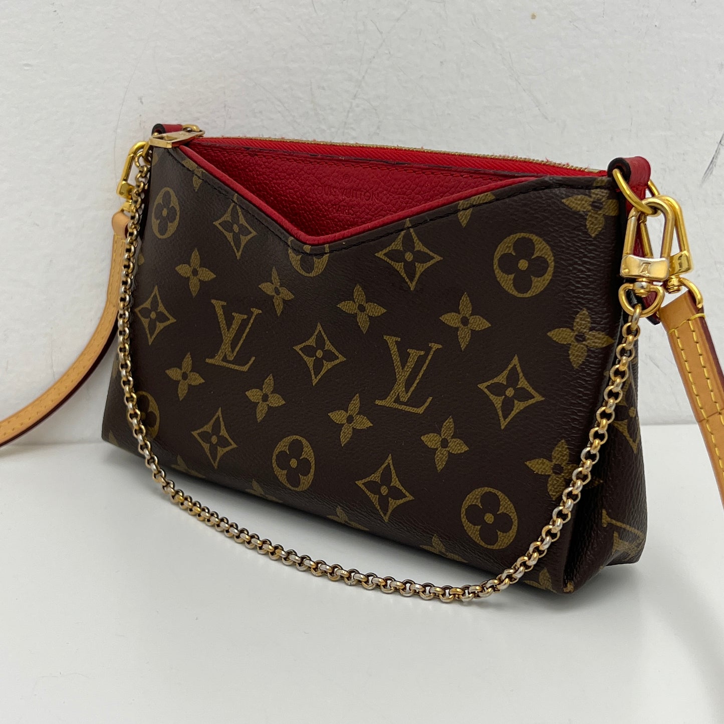 Louis Vuitton Pallas Crossbody, Monogram, Red