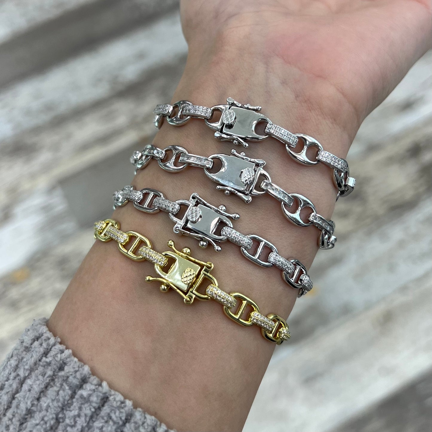 Sterling Silver | Gold Plated Gucci Link Bracelet