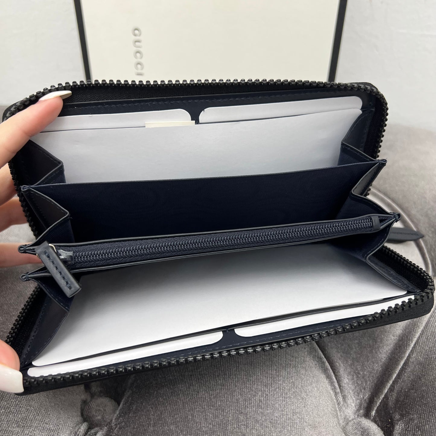 Gucci Blooms Zippy Wallet Blue