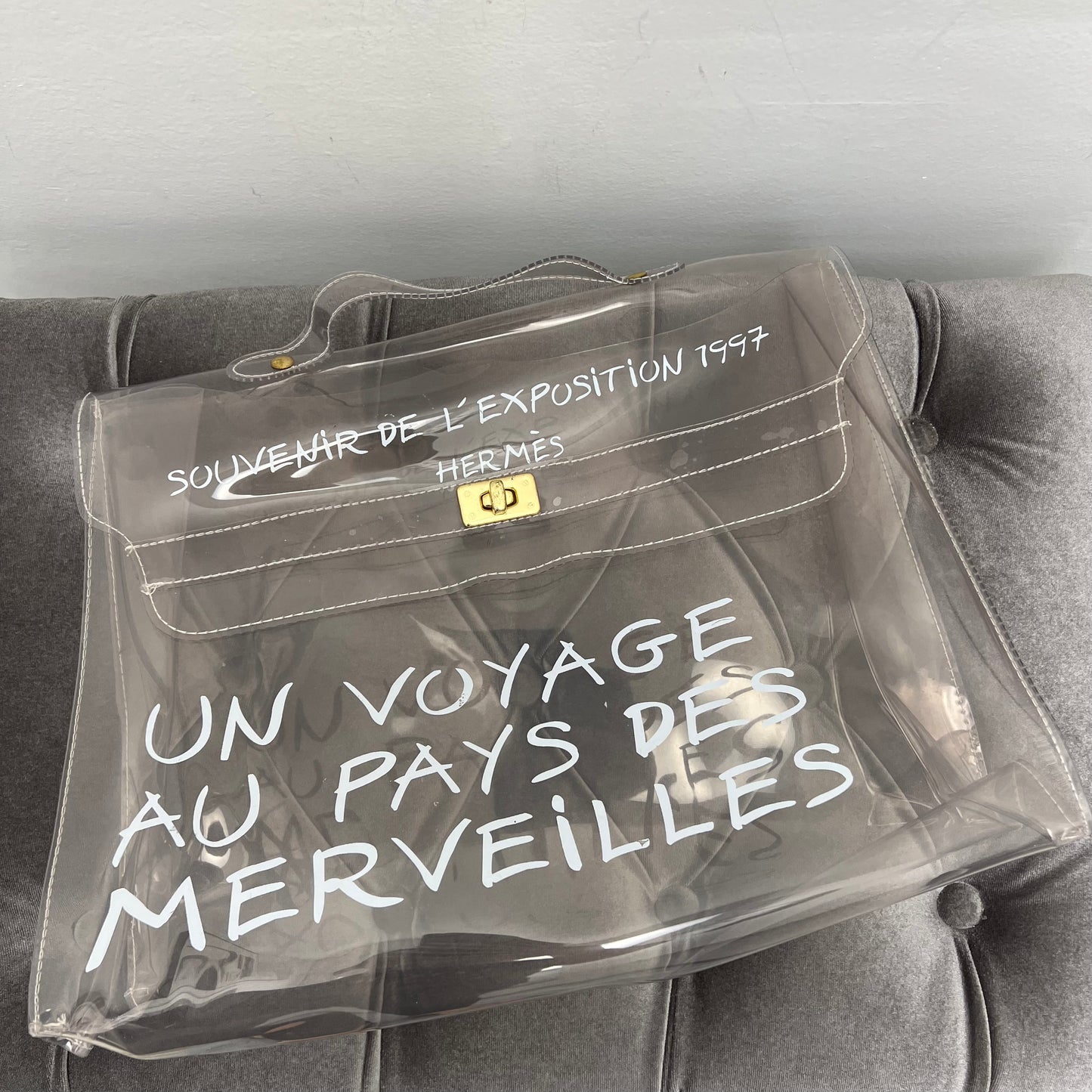 Hermes Clear Vinyl "Souvenir De L'Exposition" Kelly Bag