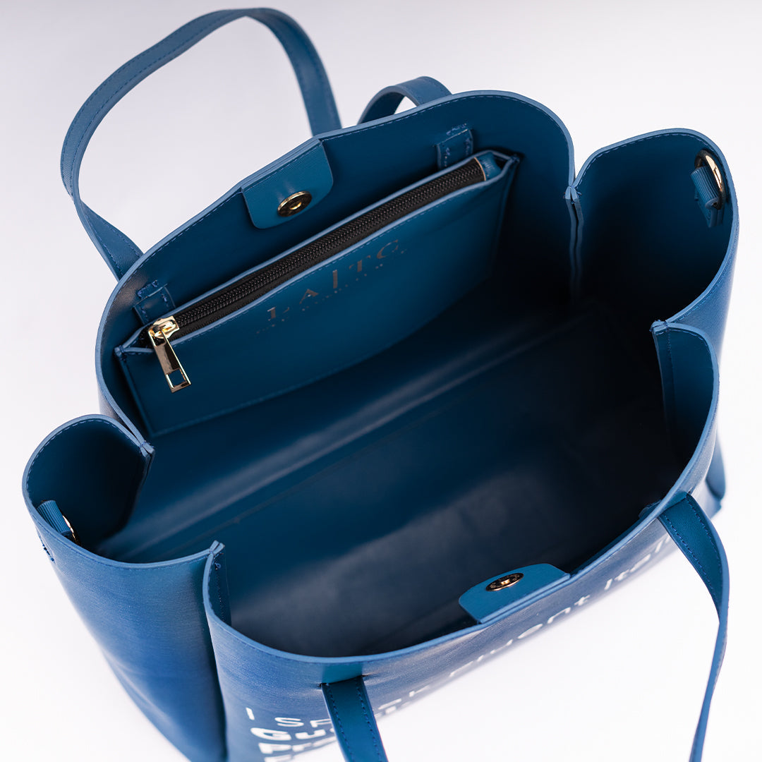 Vegan Leather Fashion Tote with Removable Pouch & Removable Crossbody Strap
