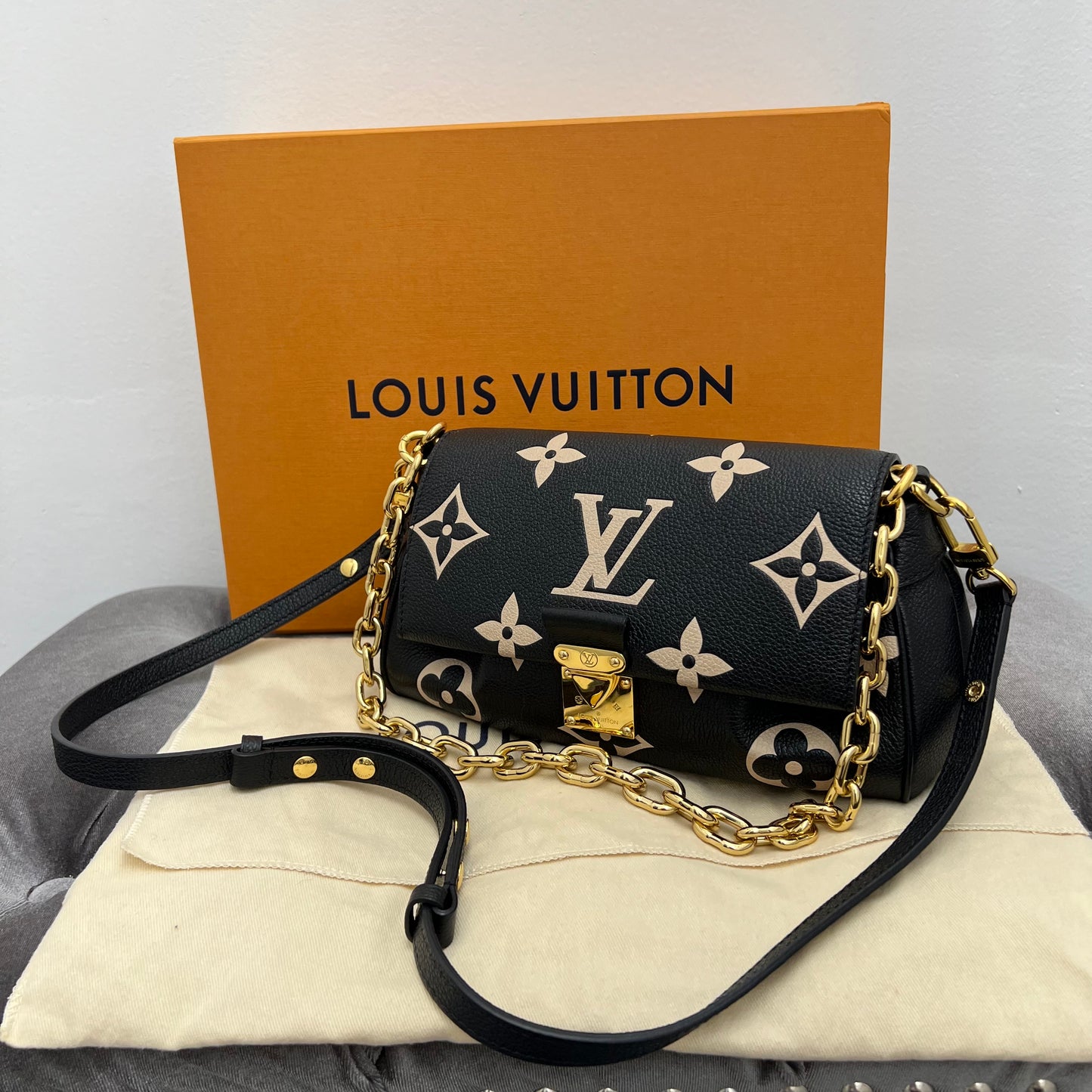 Louis Vuitton Favorite Monogram Empreinte Leather Black with Box & Dust Bag