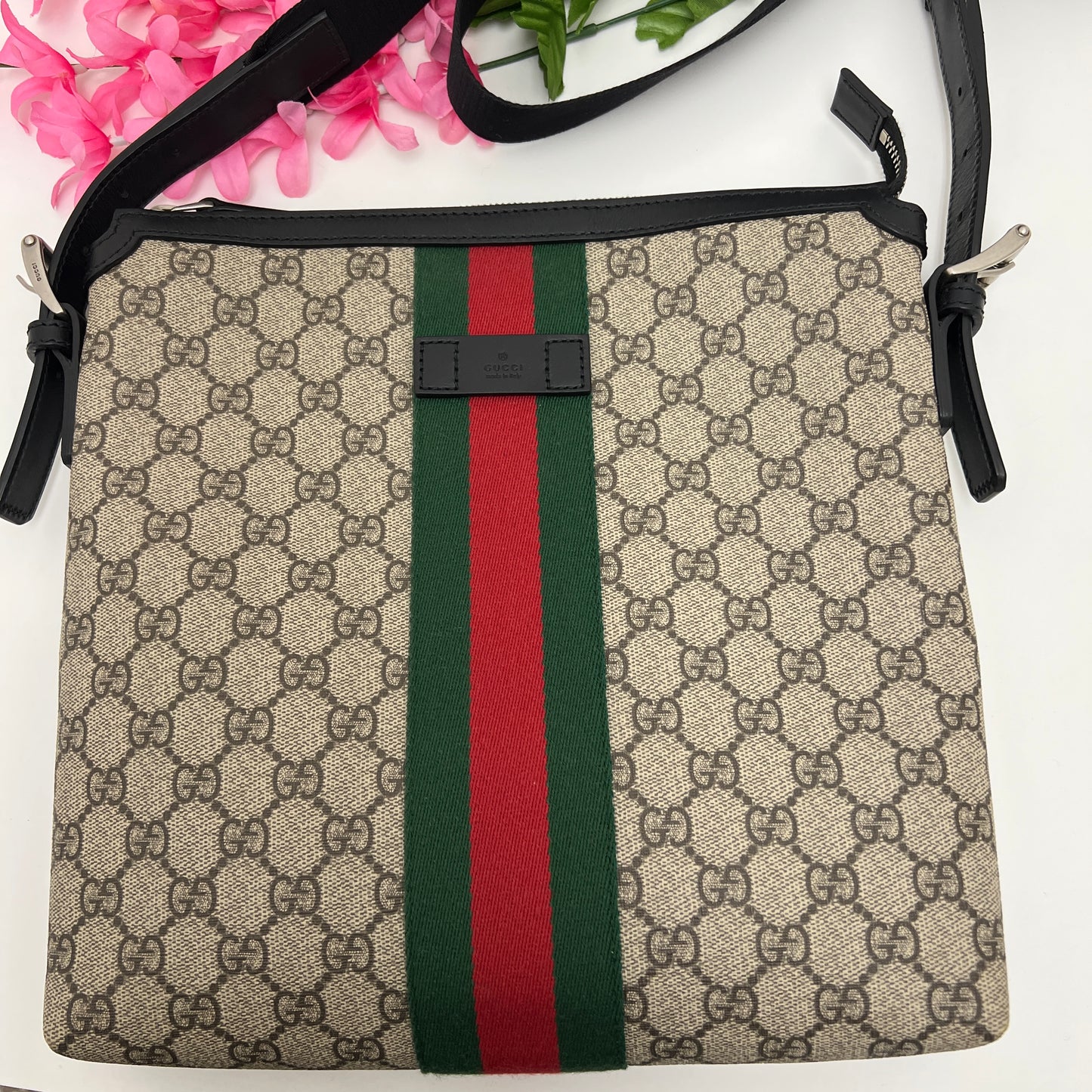 Gucci GG Supreme Web Messenger Crossbody Bag