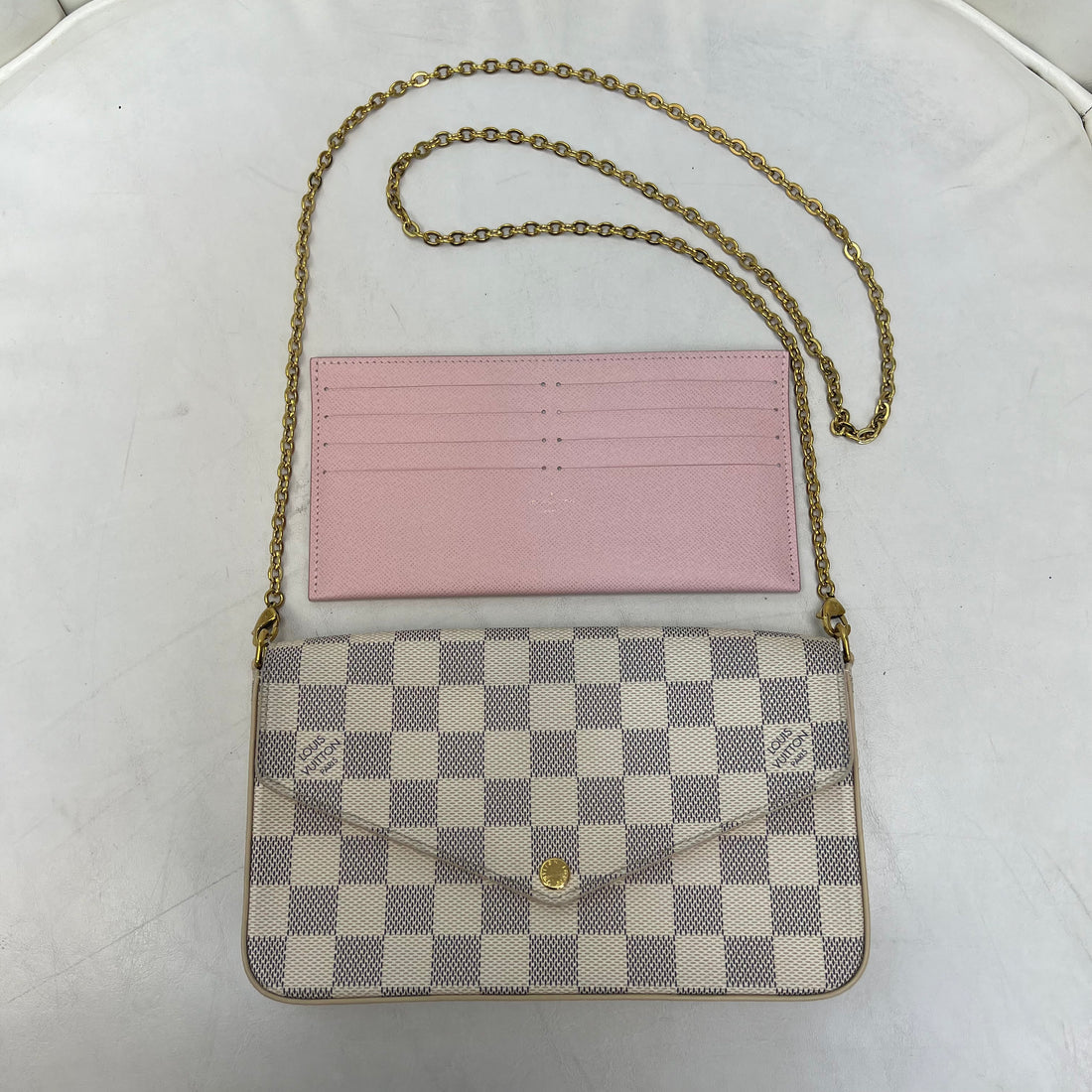 Louis Vuitton Felicie Pochette Damier Azur with One Insert