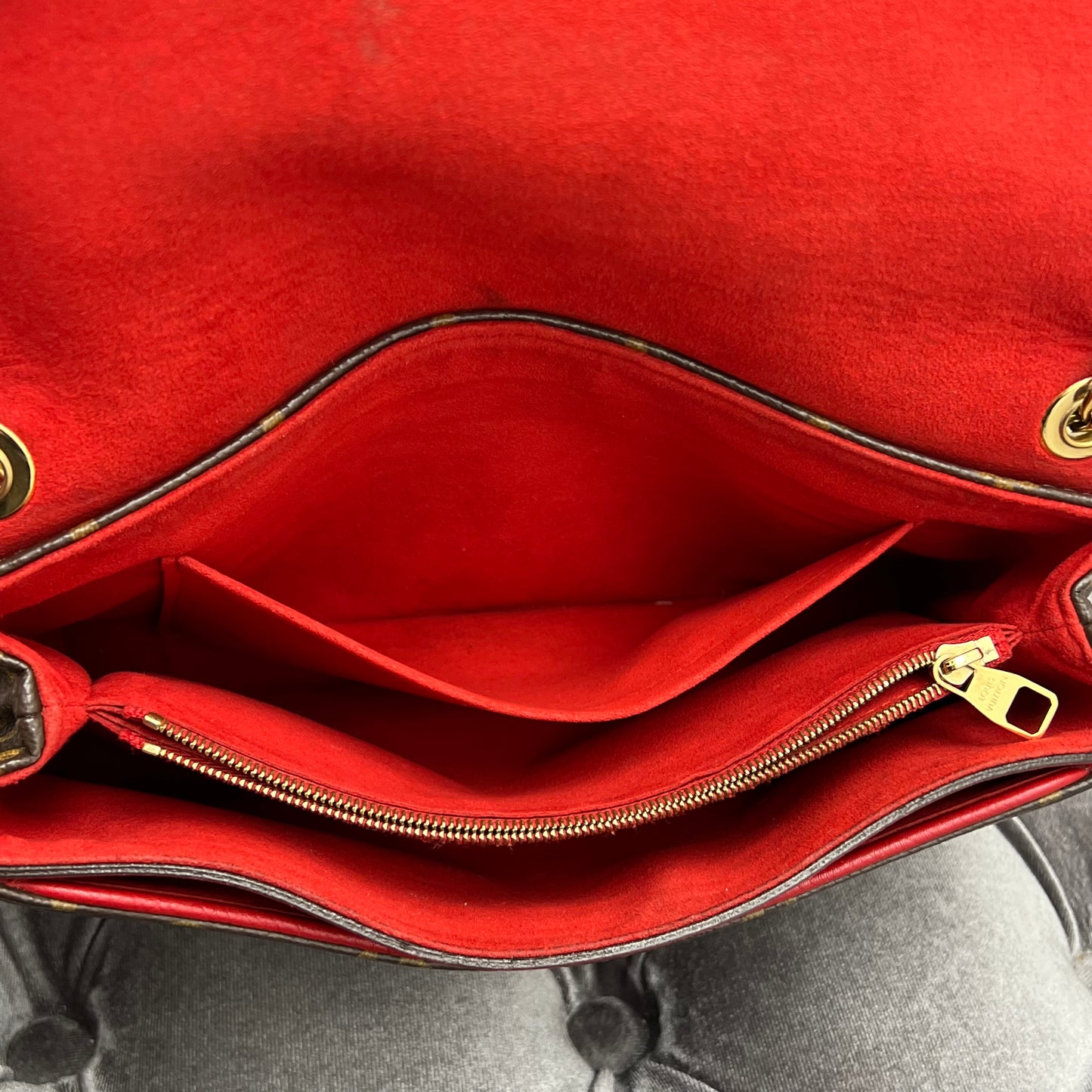 Louis Vuitton Pallas Chain Shoulder Bag Monogram Red