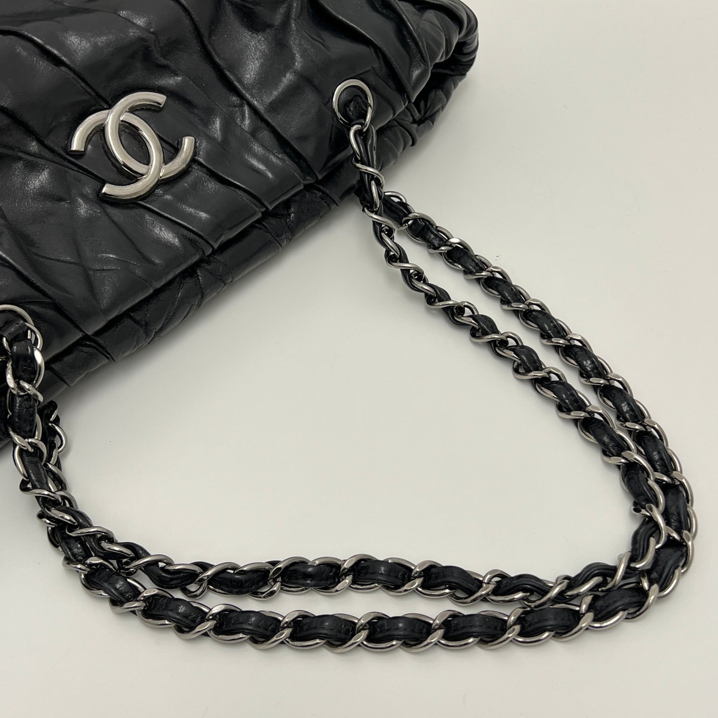 Chanel Twisted Tote Black Silver