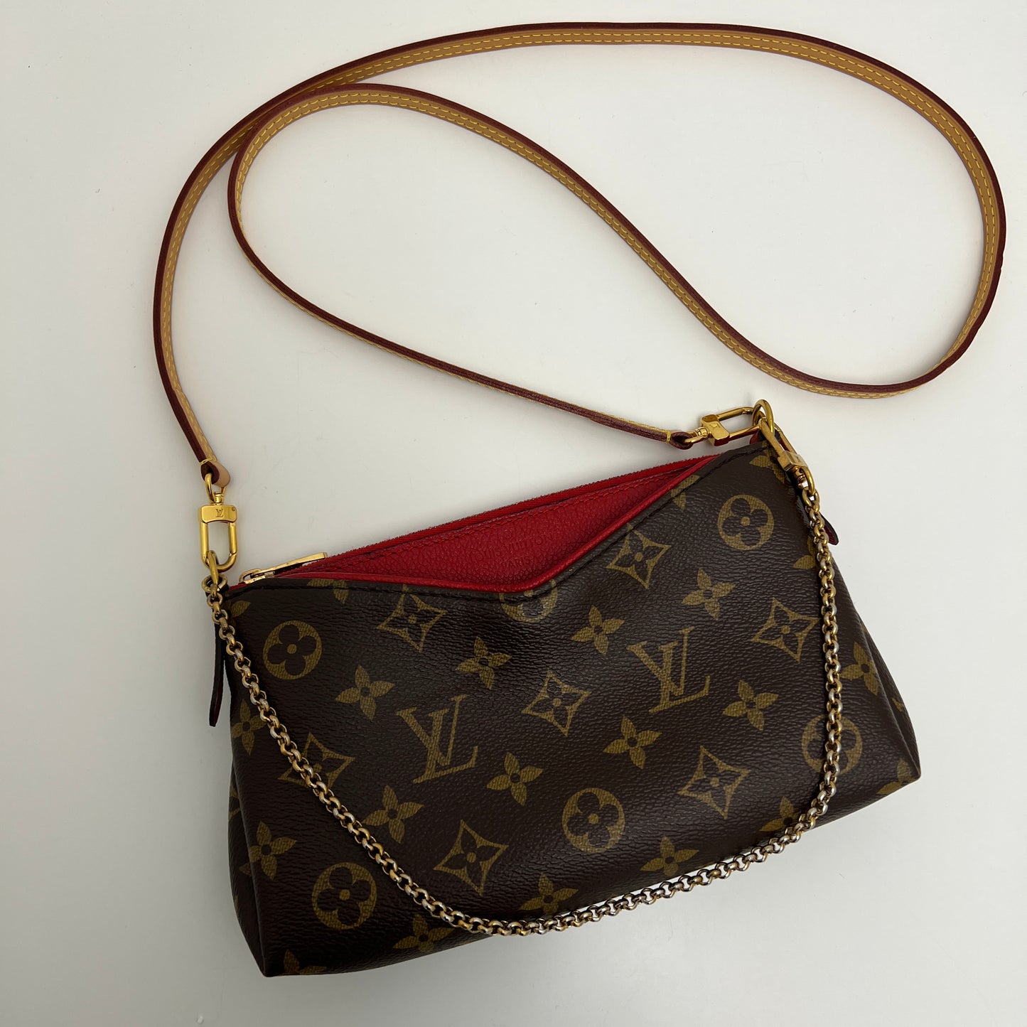 Louis Vuitton Pallas Crossbody, Monogram, Red