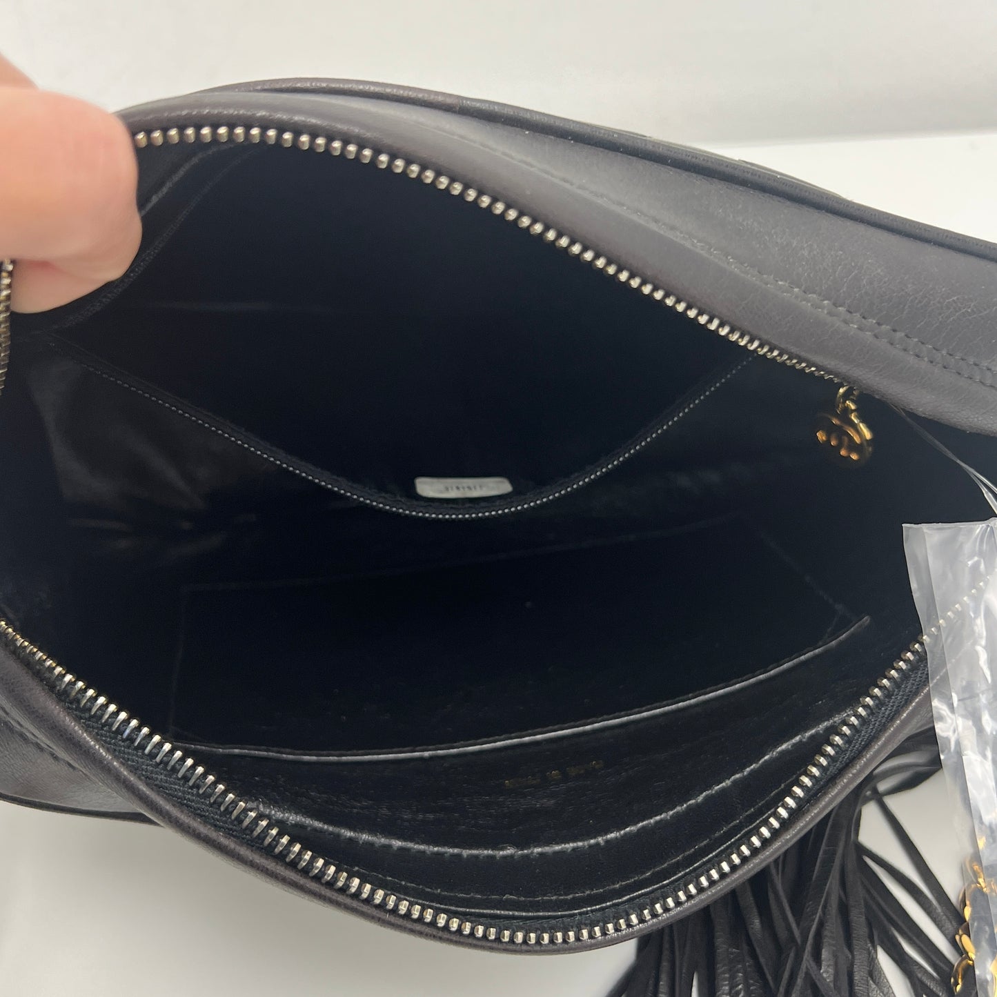Chanel Matelasse Fringe Coco Mark Camera Bag Black Gold