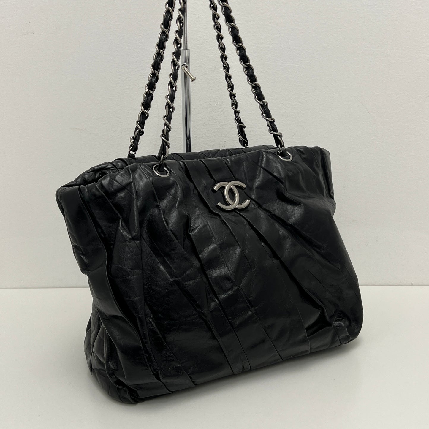 Chanel Twisted Tote Black Silver