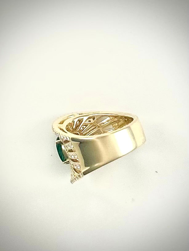 Effy 14K Yellow Gold Diamond Emerald Ring
