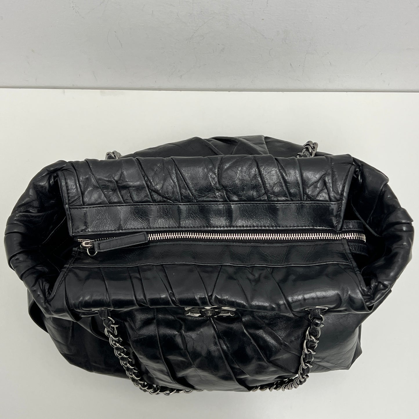 Chanel Twisted Tote Black Silver