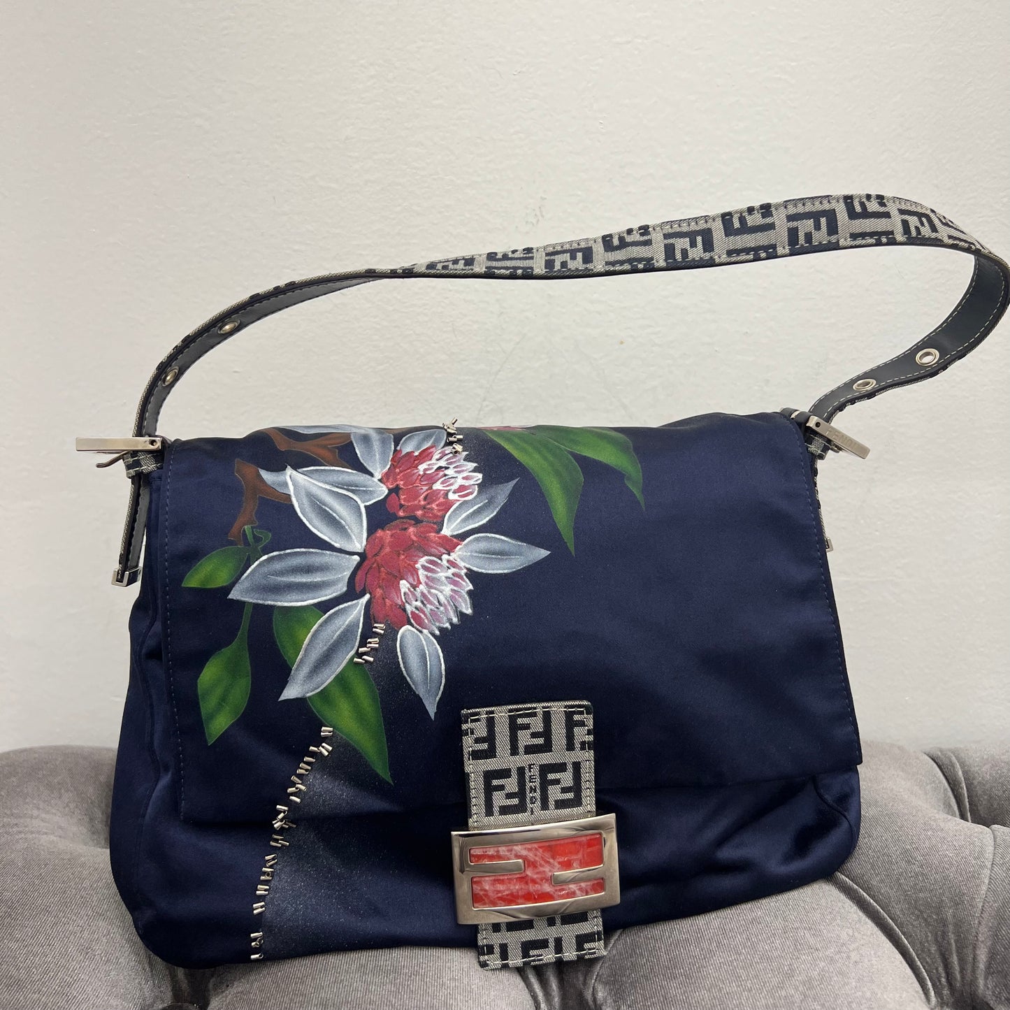 Fendi Runway Hand-Painted Limited Edition Silk Baguette