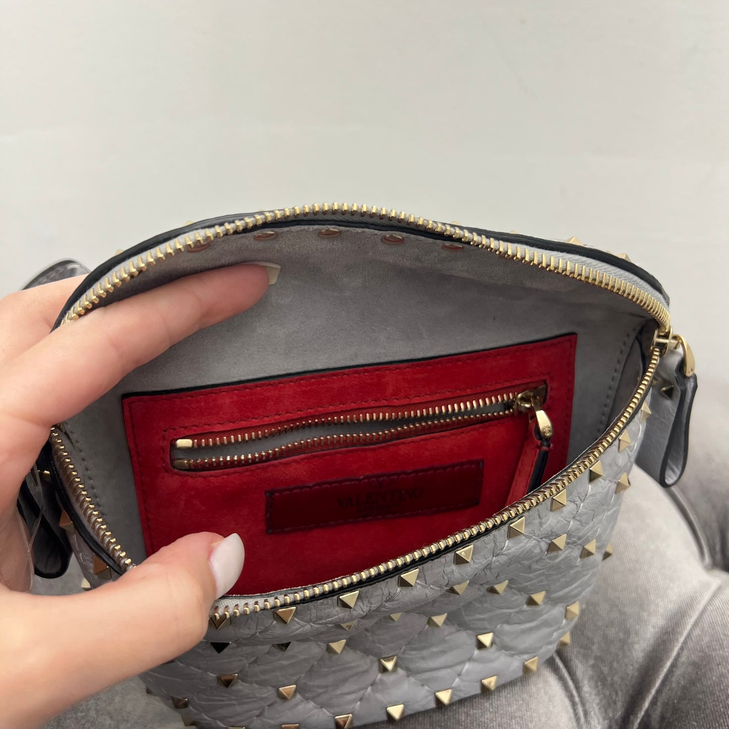 Valentino Garavani Stud Belt Bag, Grey