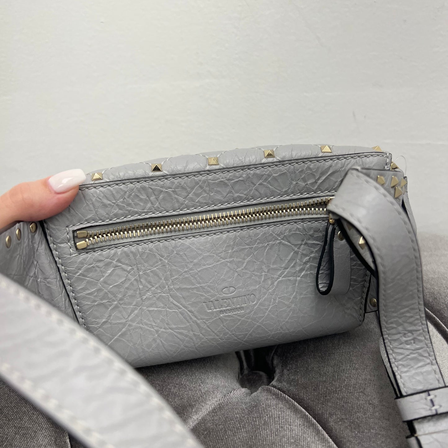 Valentino Garavani Stud Belt Bag, Grey