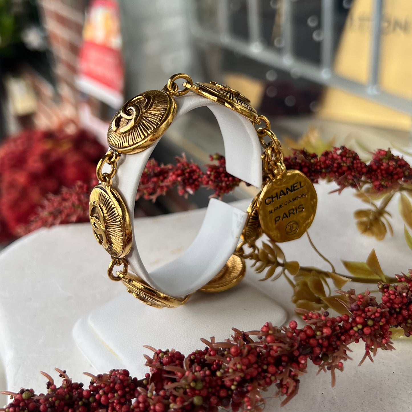 Chanel Vintage Logo Medallion Bracelet