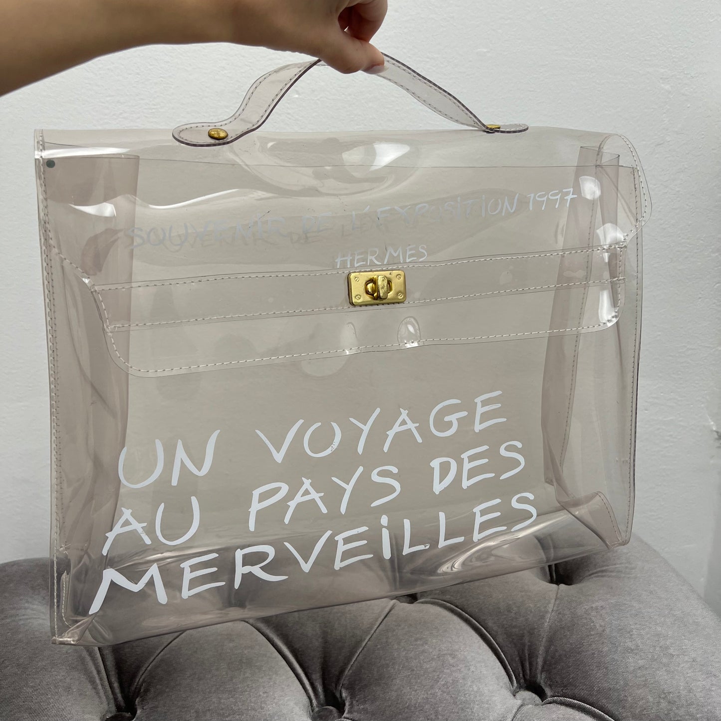 Hermes Clear Vinyl "Souvenir De L'Exposition" Kelly Bag