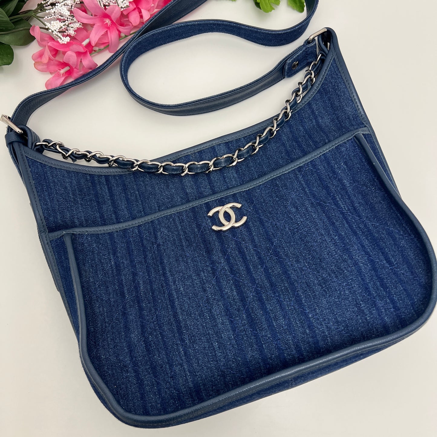 Chanel Quilted Denim Medium Jungle Stroll Crossbody Bag