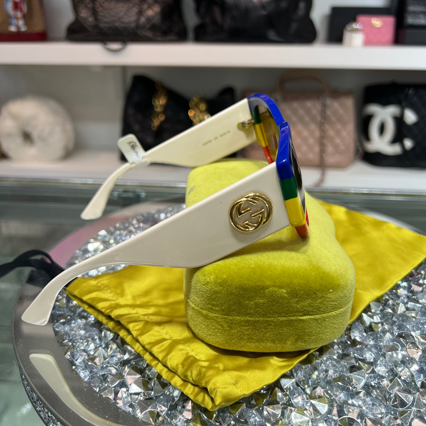 Gucci Multicolor Sunglasses with Case & Dust Bag