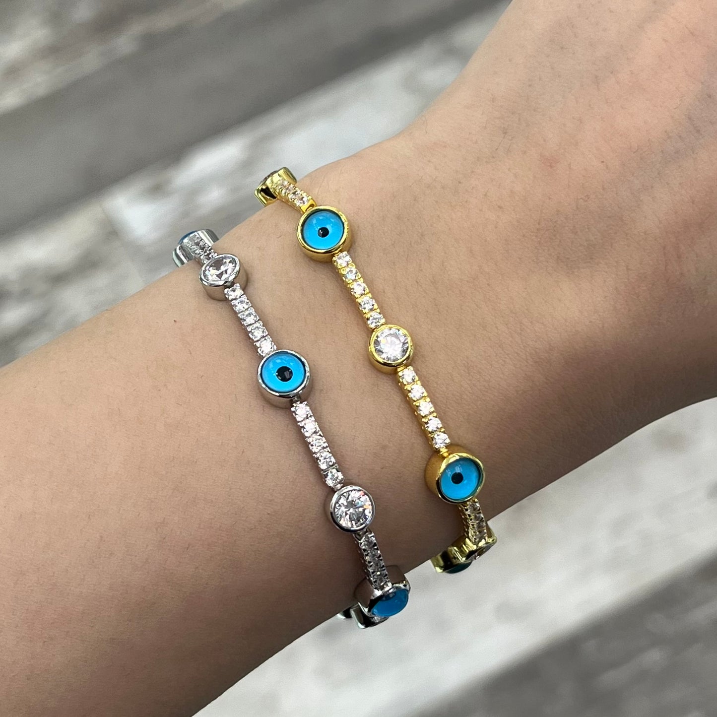 Sterling Silver / Gold Plated Evil Eye Bracelet