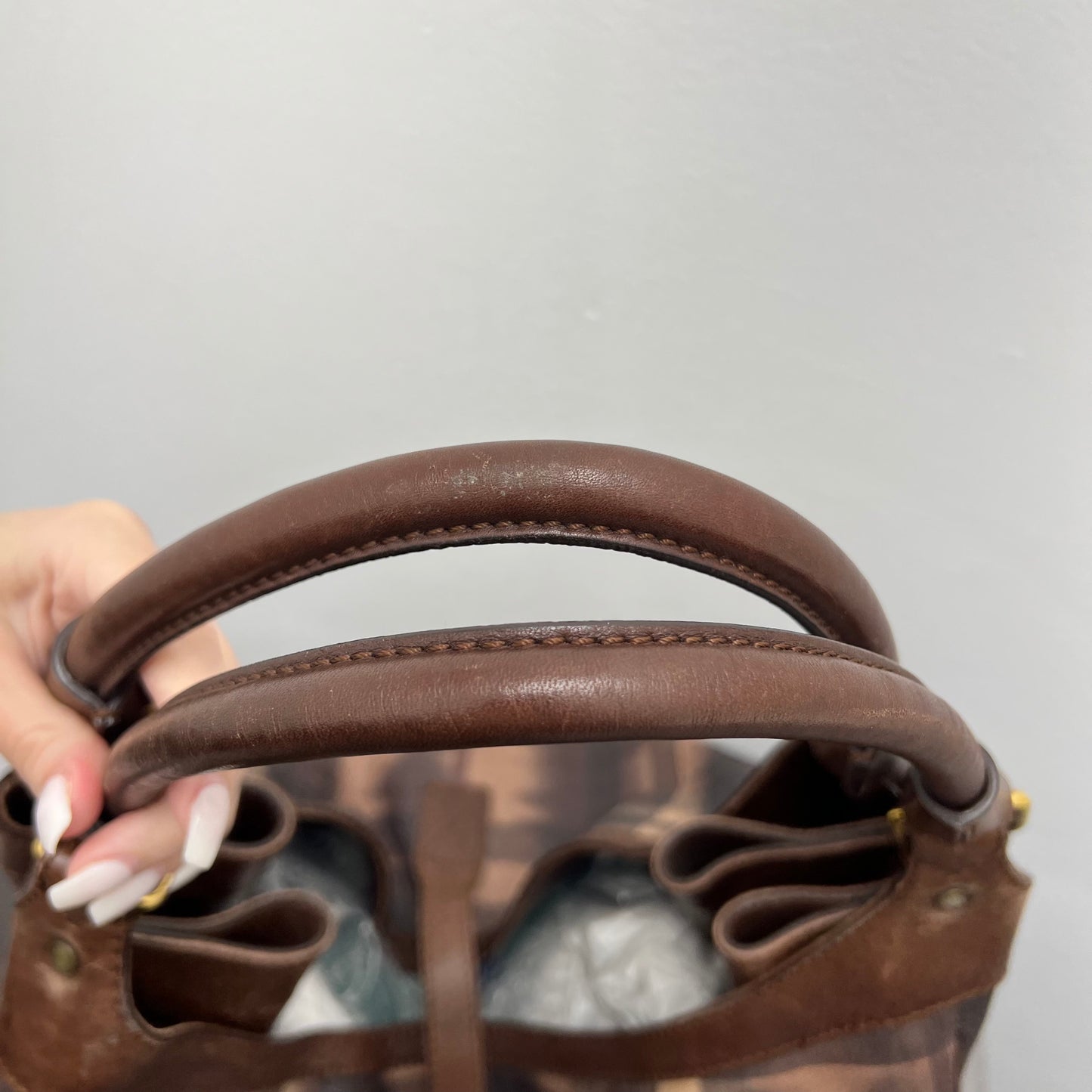 Burberry Tie Dye Medium Marple Tote Dark Tan