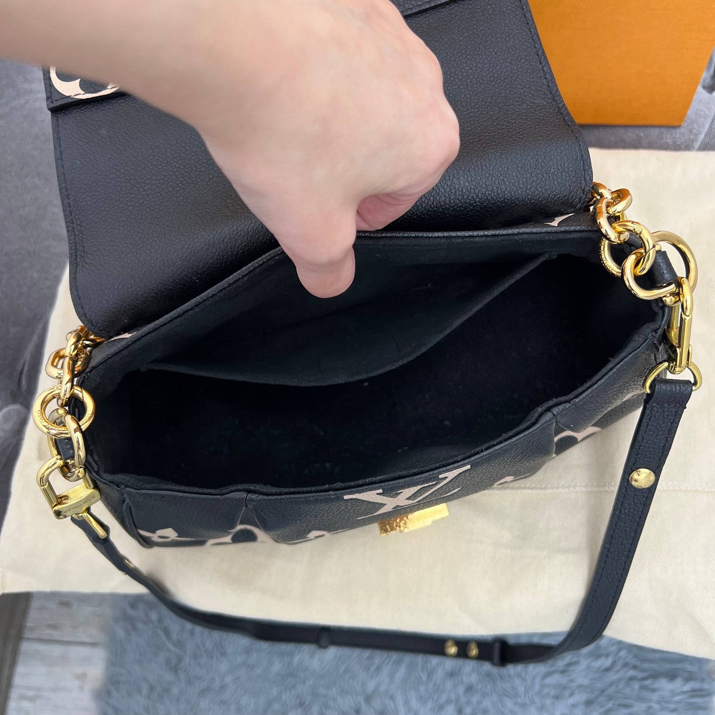 Louis Vuitton Favorite Monogram Empreinte Leather Black with Box & Dust Bag