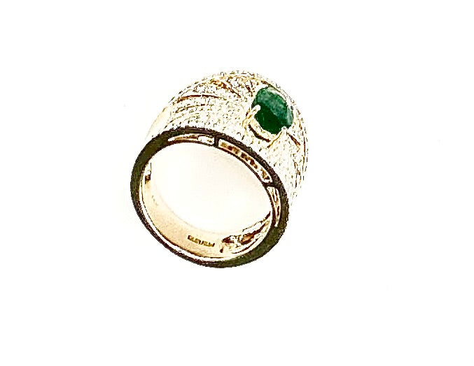 Effy 14K Yellow Gold Diamond Emerald Ring